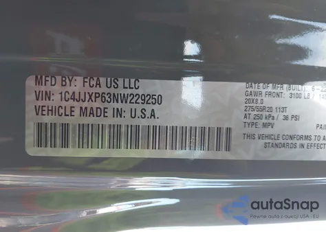 2022 Jeep Wrangler 4Xe Unlimited Sahara 4X4 z USA, uszkodzony, nr VIN 1C4JJXP63NW229250